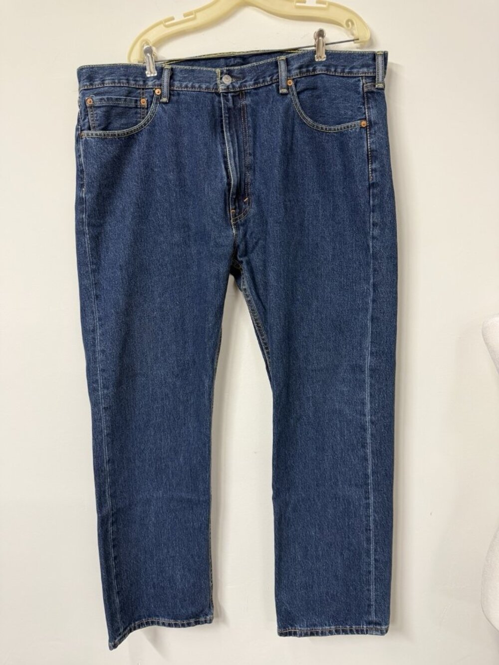 Levi's 505 Jeans Mens 42x30 Blue Dark Wash Straight Denim Classic Zip Fly